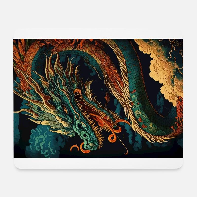 Japanischer Drache Chinesischer Drache - Mousepad (Querformat) - Weiß