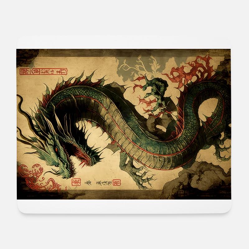 Japanischer Drache Chinesischer Drache - Mousepad (Querformat) - Weiß