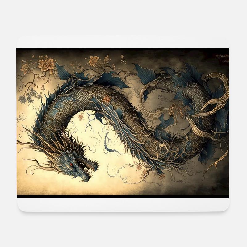Japanischer Drache Chinesischer Drache Kunst - Mousepad (Querformat) - Weiß