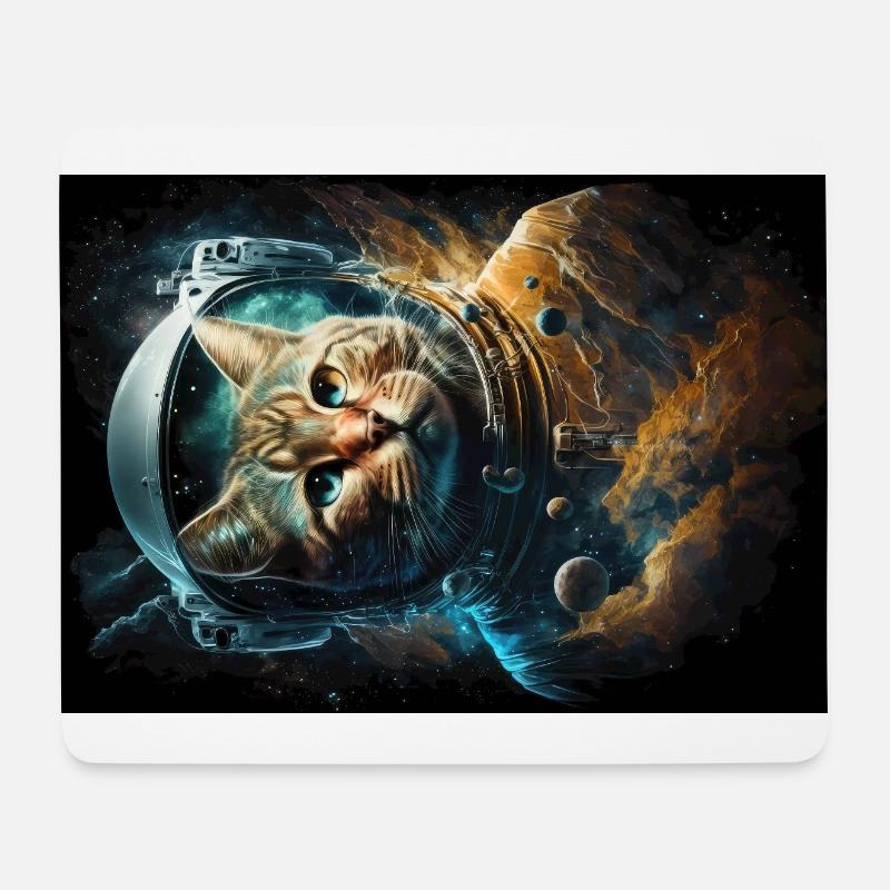 Astronaut Katze Katzen Lover Space Weltall - Mousepad (Querformat) - Weiß