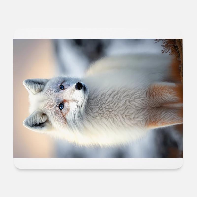 Polarfuchs - Mousepad (Querformat) - Weiß
