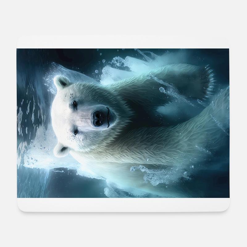 Ours blanc - Tapis de souris (format paysage) - blanc