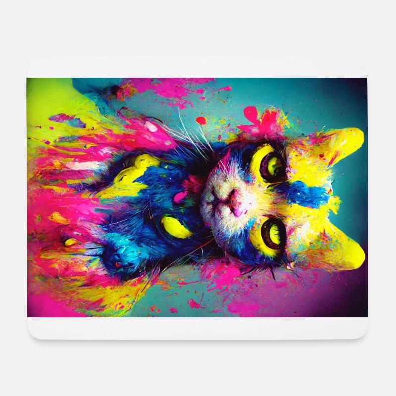 Katze Neonfarben - Mousepad (Querformat) - Weiß