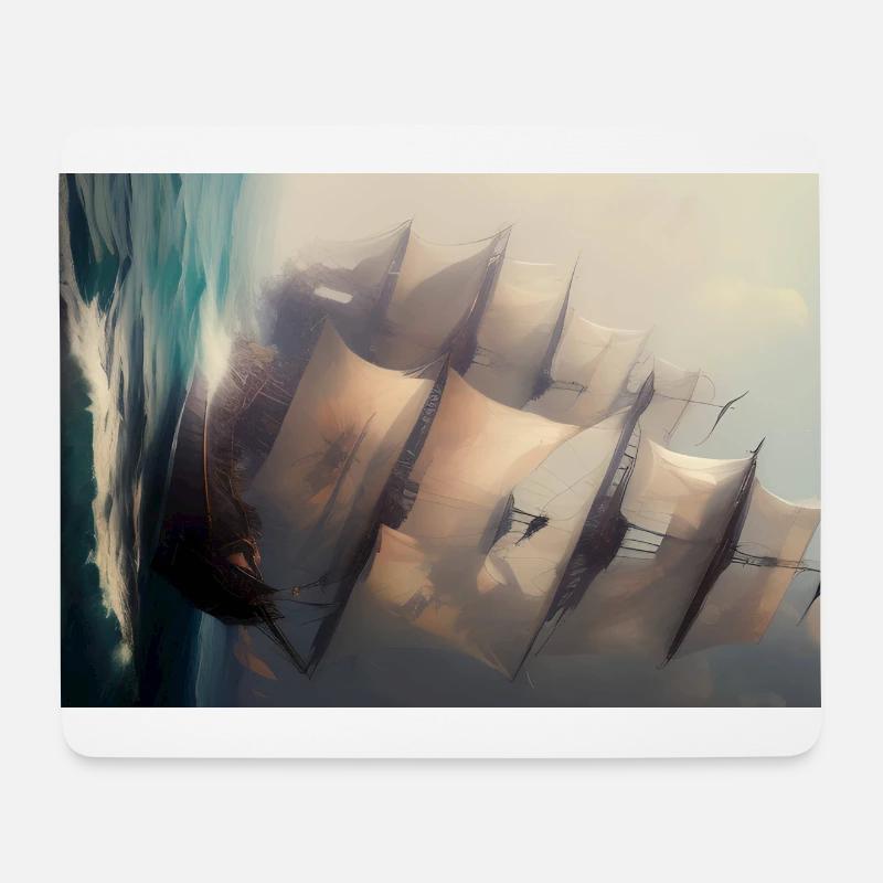 Segelschiff Gemälde - Mousepad (Querformat) - Weiß