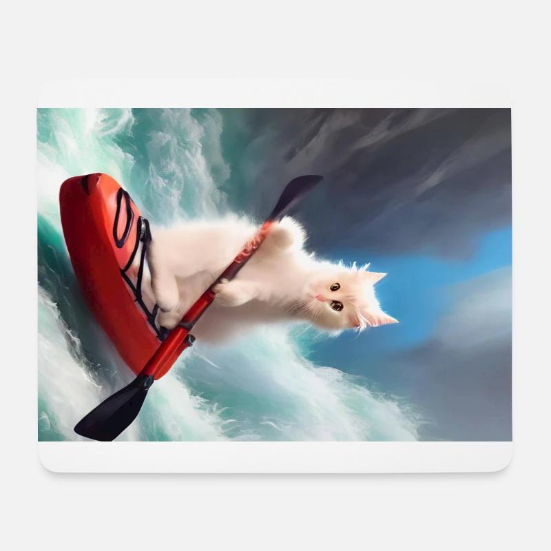 Chat - Tapis de souris (format paysage) - blanc