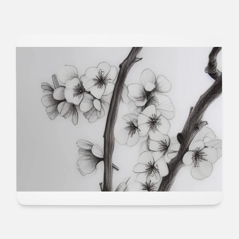 Kirschblüte - Mousepad (Querformat) - Weiß