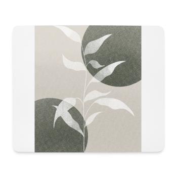 Neutral Boho Art Print, with circles and plant - Mousepad (Querformat) - Weiß - Vorne