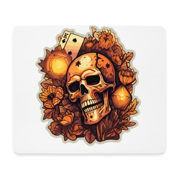 Cool Skull Skull Flower Cartes à jouer - Tapis de souris (format paysage) - blanc - Devant