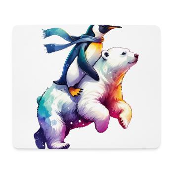 Lustiger Pinguin und Eisbär Geschenk - Mousepad (Querformat) - Weiß - Vorne
