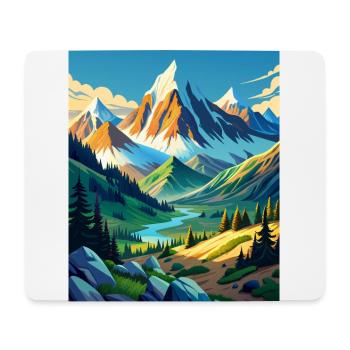 Mountain beauty with trees and a river - Mouse Pad (horizontal) - white - Front