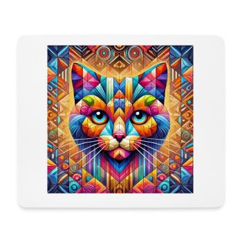 Katze Katzenmosaik Buntes geometrisches Kunstwerk - Mousepad (Querformat) - Weiß - Vorne