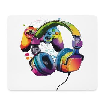 Gamer - Casques et manettes - Tapis de souris (format paysage) - blanc - Devant