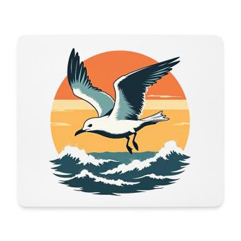 Mouette au coucher du soleil - Tapis de souris (format paysage) - blanc - Devant