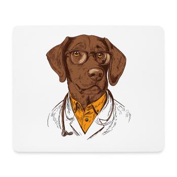 Doktor Hund – Stilvolle Arzt Tierillustration - Mousepad (Querformat) - Weiß - Vorne