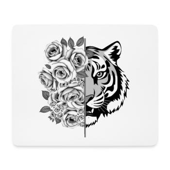 Tiger Tigerkopf Raubkatze Großkatze Rosen - Mousepad (Querformat) - Weiß - Vorne