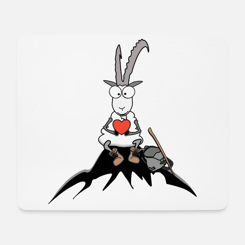 Steinbock mit Herz - Mousepad (Querformat) - Weiß