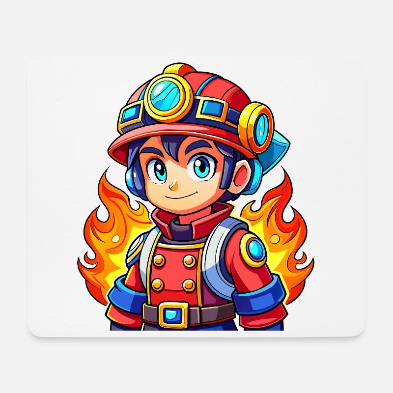 Held in Rot der Feuerwehrmann - Mousepad (Querformat) - Weiß