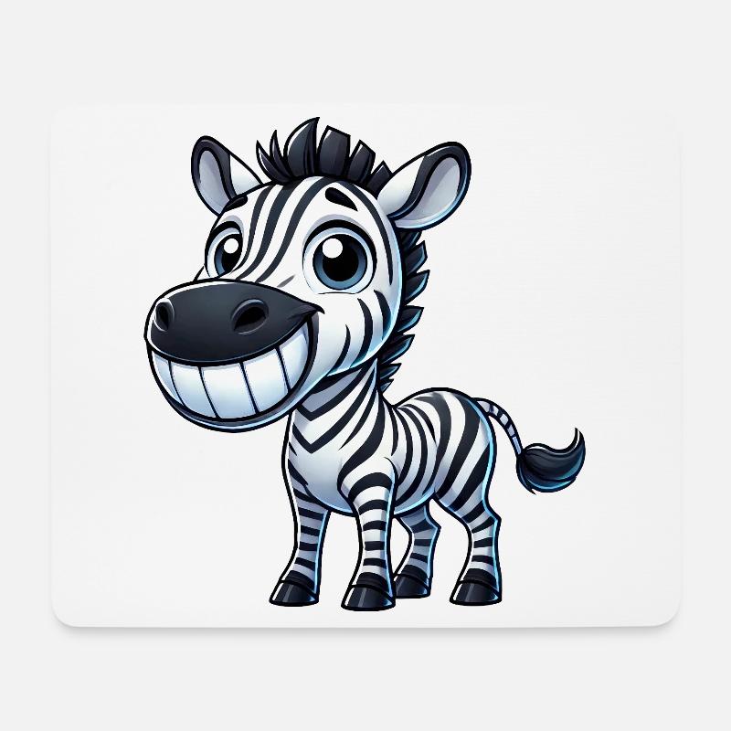 Zebra Grinsen Zahn Cartoon Glück Freude Lachen - Mousepad (Querformat) - Weiß