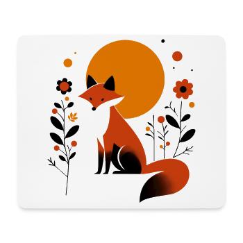 Retro Fuchs mit Blumen - Mousepad (Querformat) - Weiß - Vorne