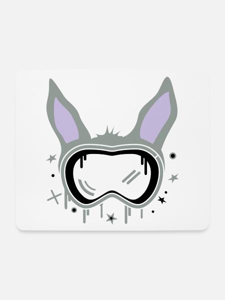 Skihase - Mousepad (Querformat) - Weiß