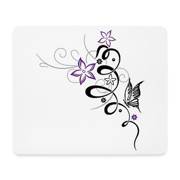 Ornament with butterfly and flowers - Mouse Pad (horizontal) - white - Front
