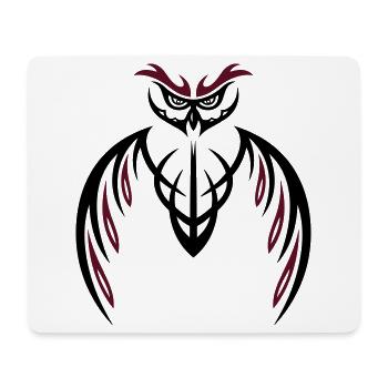 Tribal Eule, tattoo owl - Mousepad (Querformat) - Weiß - Vorne