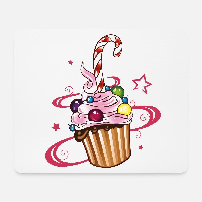 Muffin mit Sternen, Süßigkeiten und Zuckerstange. - Mousepad (Querformat) - Weiß