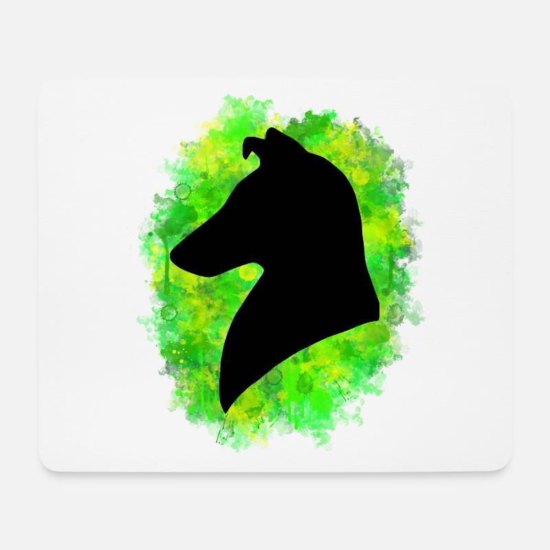Collie Kurzhaar grün gelb - Mousepad (Querformat) - Weiß