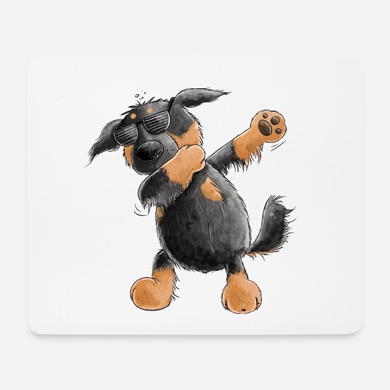 Hovawart Dab Dance Comic I Dabbender Hund - Mousepad (Querformat) - Weiß