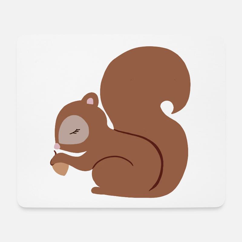 Eichhörnchen mit Eichel süß - Mousepad (Querformat) - Weiß