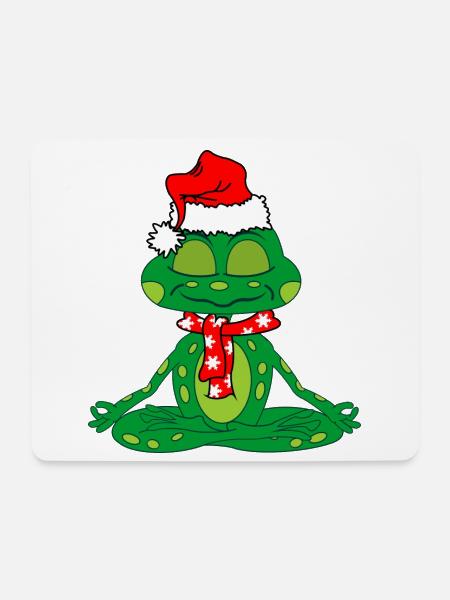 Meditation Frosch Weihnachten - Mousepad (Querformat) - Weiß