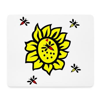 Sonnenblume, Bienen - Mousepad (Querformat) - Weiß - Vorne