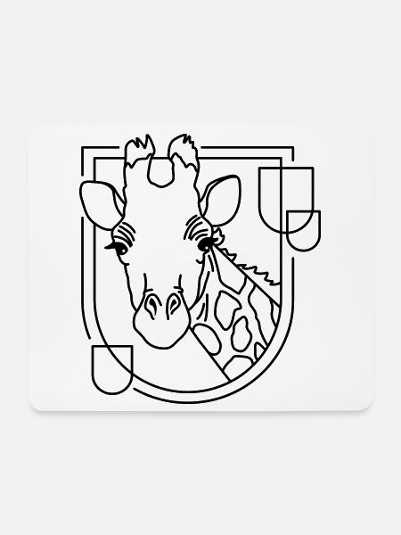 Giraffe in geometrischer Form - Line-Art-Design - Mousepad (Querformat) - Weiß