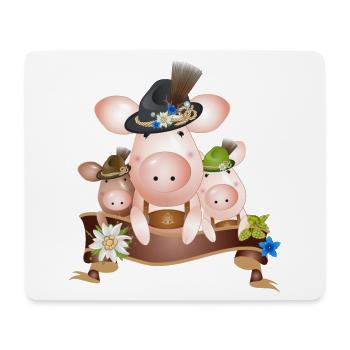 drei zauberhafte niedliche Schweine in Tracht - Mousepad (Querformat) - Weiß - Vorne
