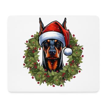 Dobermann Weihnachtshut Design - Mousepad (Querformat) - Weiß - Vorne