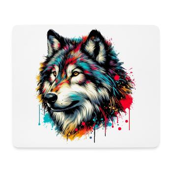 Loup - Tapis de souris (format paysage) - blanc - Devant