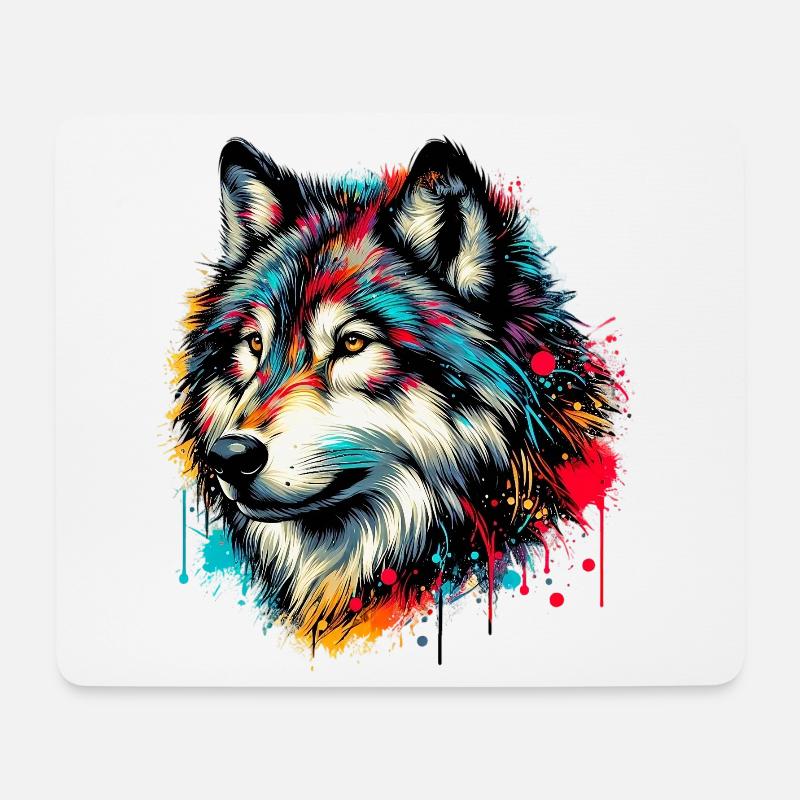 Wolf - Mousepad (Querformat) - Weiß