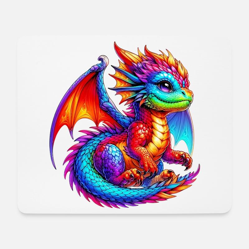 Drache - Mousepad (Querformat) - Weiß