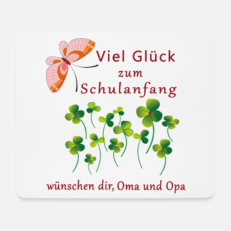 Viel Glück Zum Schulanfang mit Glücksklee - Mousepad (Querformat) - Weiß