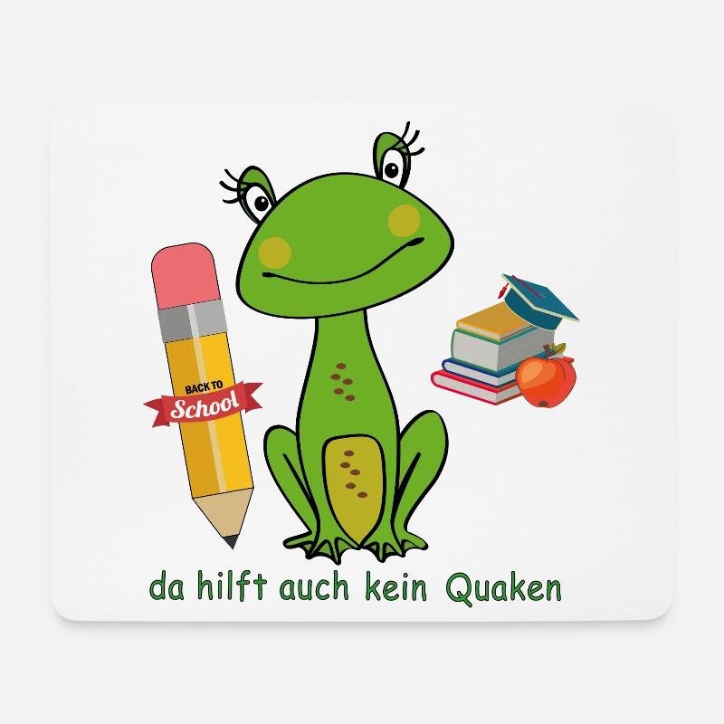 Back to School, Frosch - Mousepad (Querformat) - Weiß