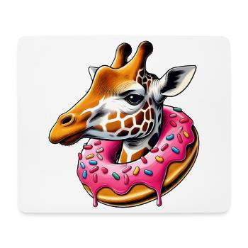 Funny Eye Candy - Girafe avec beignet - Tapis de souris (format paysage) - blanc - Devant
