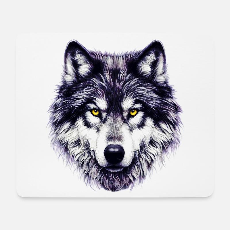 Wolf - Mousepad (Querformat) - Weiß