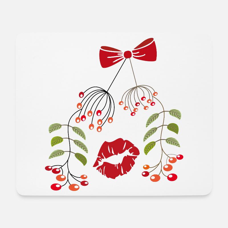 Kuss unter dem Mistelzweig, Weihnachten - Mousepad (Querformat) - Weiß