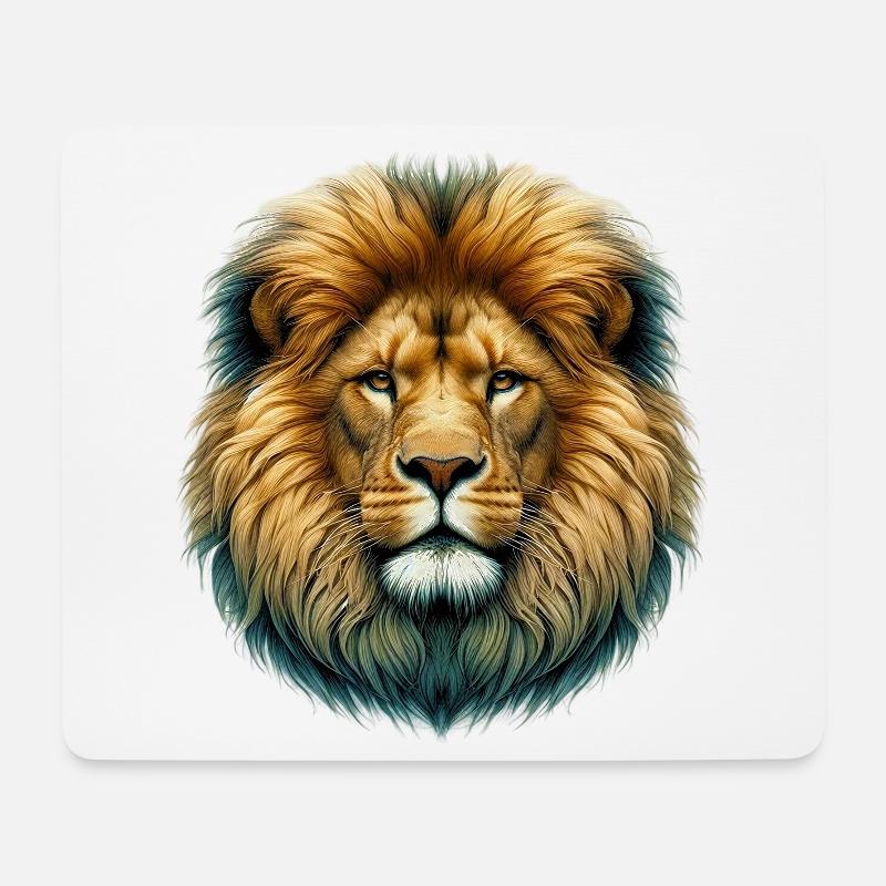 Löwe - Mousepad (Querformat) - Weiß