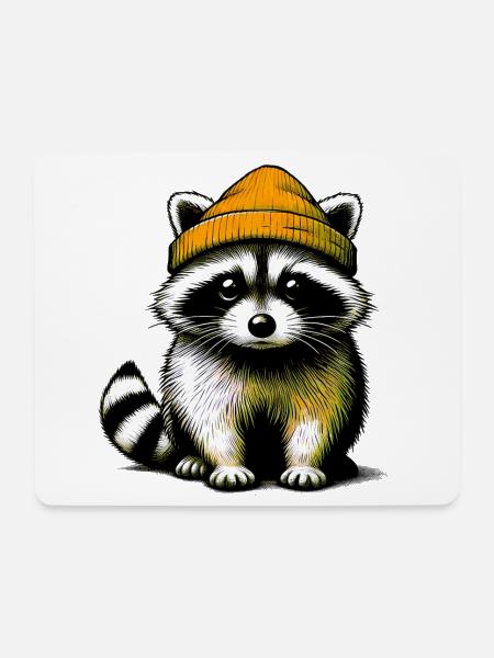 Waschbär - Mousepad (Querformat) - Weiß