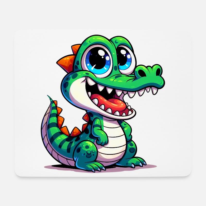 Alligator-Krokodil - Mousepad (Querformat) - Weiß
