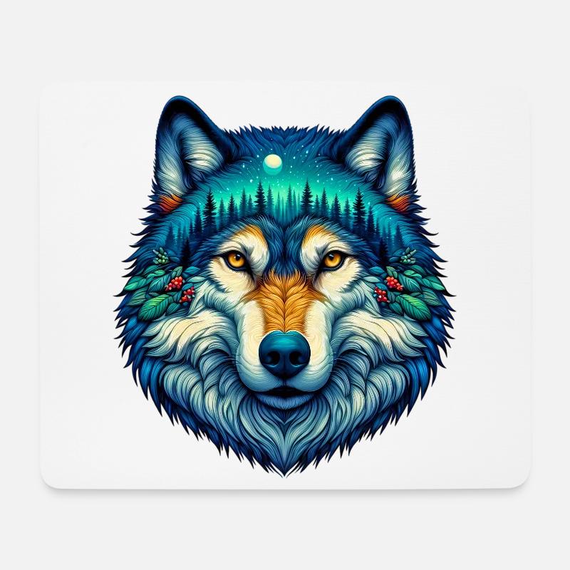 Wolf - Mousepad (Querformat) - Weiß