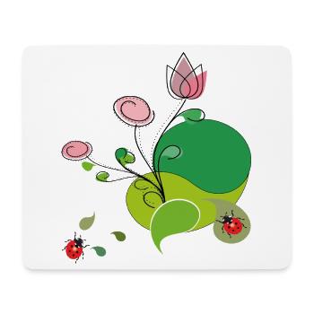 Blume mit Marienkäfer - Mousepad (Querformat) - Weiß - Vorne