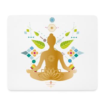 Goldene Yoga-Silhouette mit bunten Elementen - Mousepad (Querformat) - Weiß - Vorne