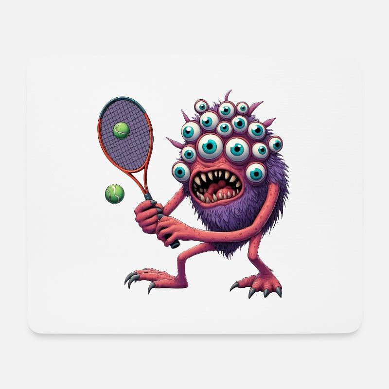 Psychedelisches Tennismonster - Mousepad (Querformat) - Weiß